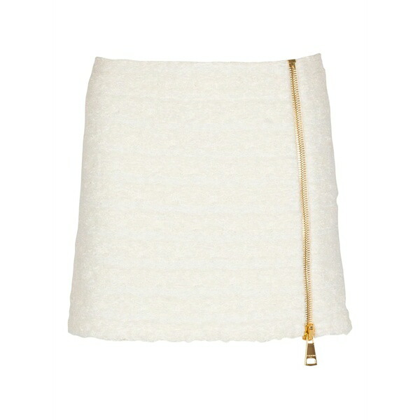 バルマン レディース スコート ボトムス Zipped tweed mini skirt White