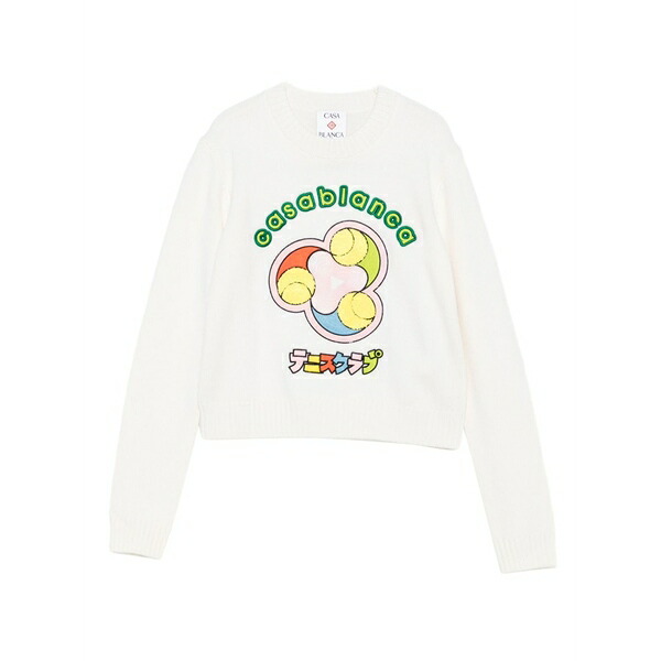 カサブランカ レディース 編み物\u0026スウェーター アウター Tennis ball sweater  White