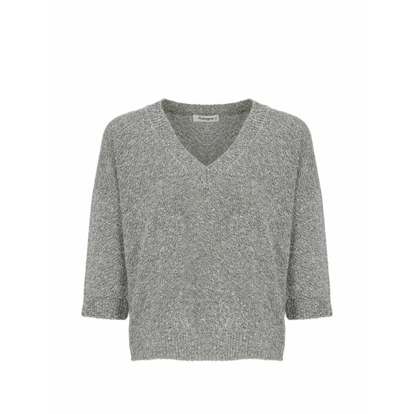 カングラ  レディース 編み物\u0026ティーシャツ アウター Sequin-embellished v-neck sweater Grey