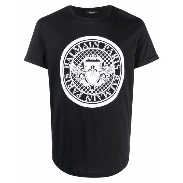 バルマン メンズ ティーシャツ トップス Logo-print t-shirt Black