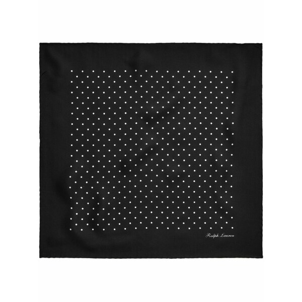 ラルフ・ローレン パープルレーベル メンズ 消音装置・袈裟・えり巻き 添え物 Polka dot-print silk scarf Black