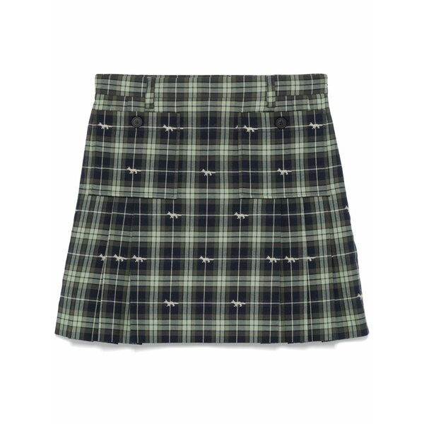 棲み家 狐狸 レディース スコート ボトムス Pocket-embellished pleated mini skirt Green