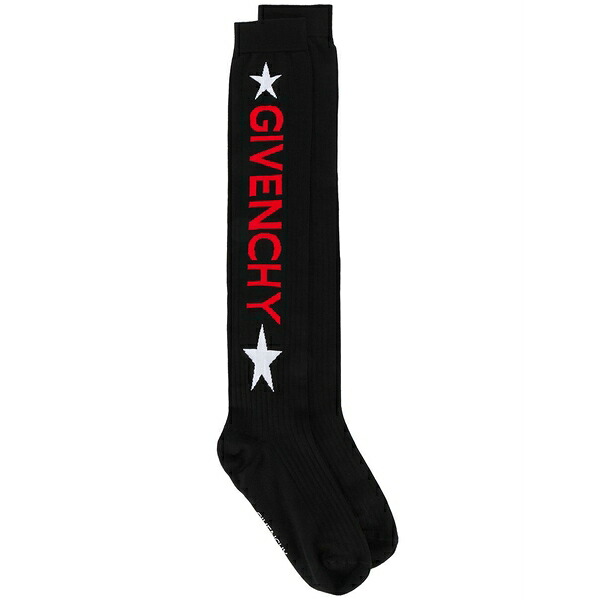 ジバンシー レディース ソックス アンダー御召しもの Logo intarsia knee high socks Black