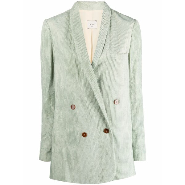 アリジ レディース 上衣＆上衣 アウター Double-breasted ribbed blazer Green