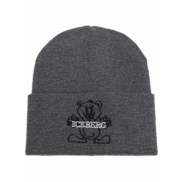 アイスバーグレタス メンズ 鳥打ち帽 付属物 Logo-embroidered wool beanie  Grey
