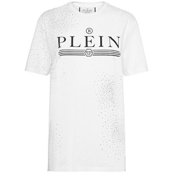 フィリップ飾り気の無い レディース プルオーバー トップス Crystal-embellished cotton t-shirt White