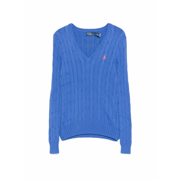 ラルフローレン レディース 編み物\u0026ティーシャツ アウター Cable-knit v-neck sweater Blue