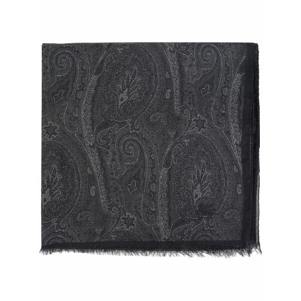 エトロ メンズ マフラー・ストール・スカーフ アクセサリー Paisley-print frayed-edge scarf Grey|asty