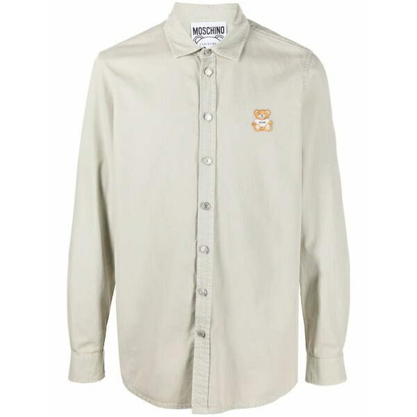 モスキーノ メンズ プルオーバー トップス Teddy bear-motif cotton shirt Green