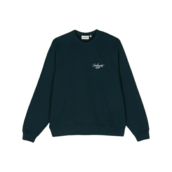 鉄道車両ハート形 レディース 編み物\u0026ティーシャツ アウター Signature sweatshirt Blue