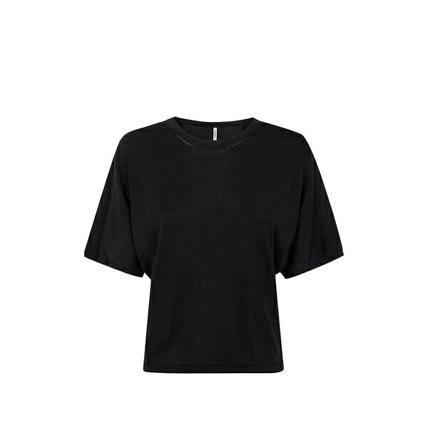 リビアナコンティ レディース 編み物\u0026プルオーバー アウター Fine-knit short-sleeved t-shirt Black