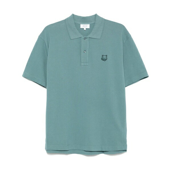 住みか 稲荷 メンズ スポーツシャツ トップス Bold fox head-patch polo shirt Blue