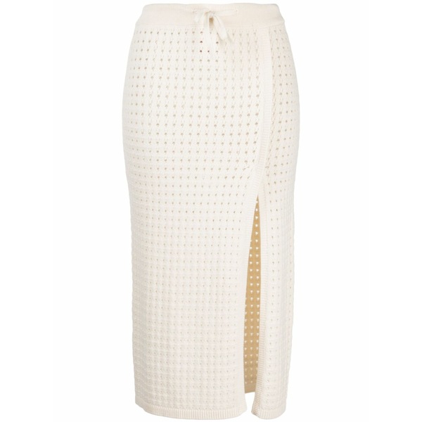 カシミヤ はたご屋 優しいこと レディース スコート ボトムス Mona crochet-knit MIDI skirt White