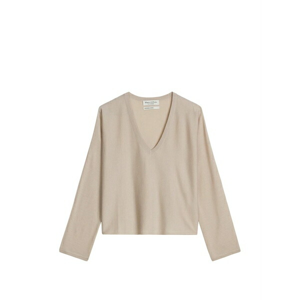 マルコポーロ レディース 編み物\u0026ティーシャツ アウター V-neck long-sleeve sweater Neutrals