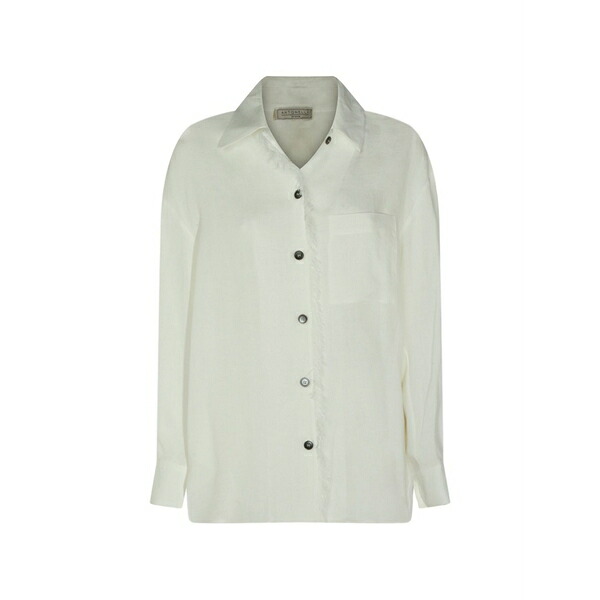 アントネリ レディース プルオーバー トップス Fringed-trim button-fastening shirt White