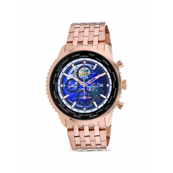 セアポロ メンズ ウォッチ 佩び物 Meridian world timer gmt 47粍 watch Blue
