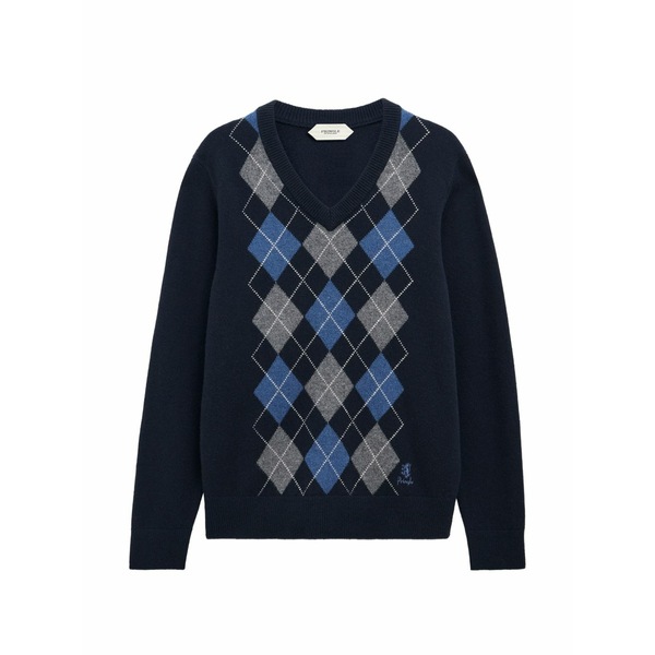 プリングル オブ スコットランド メンズ 編み物\u0026スウェーター アウター Argyle v-neck sweater Blue