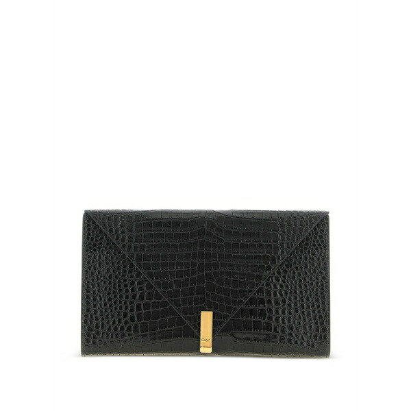 ジュゼッペザノッティ レディース クラッチペダル御徒面子 御徒面子 Croc-print chain envelope clutch bag Black