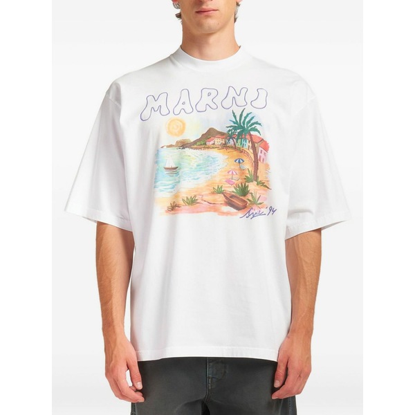マルニ メンズ プルオーバー トップス Coastal-scene t-shirt -