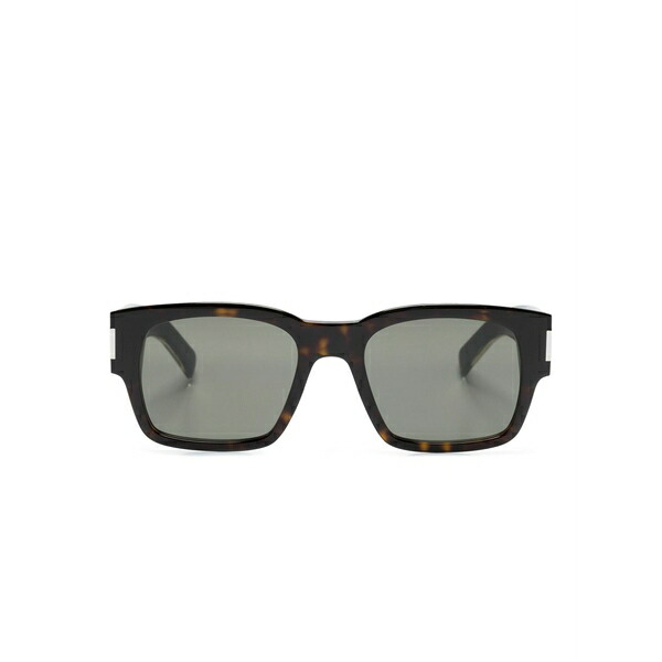 サンローラン アイウェア メンズ サングラス・アイウェア 付属物 Logo-plaque square-frame sunglasses Brown