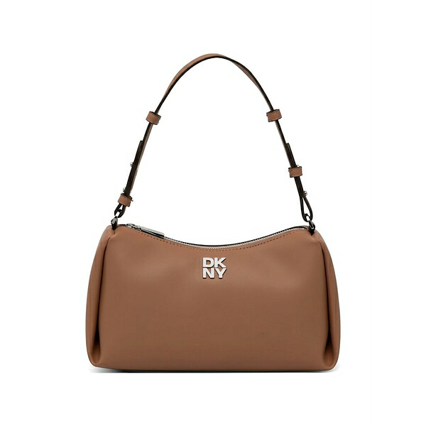 ダナ キャラン ニューヨーク州 レディース ショルダーバッグ 御徒面子 Logo zip shoulder bag Brown