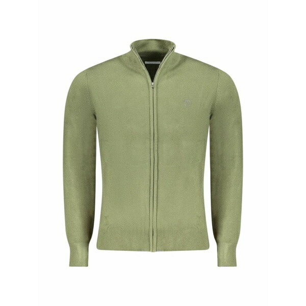 北の方大売り出し メンズ ジレー アウター Zip-up knitted cardigan Green