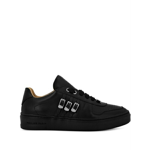 フィリップ飾り気のない レディース スニーカー シューズ Skull-appliqu￡ leather sneakers  Black