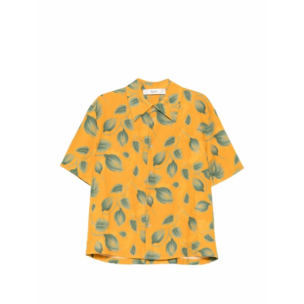 空想科学小説アール メンズ プルオーバー トップス Dayot leaf-print shirt Orange