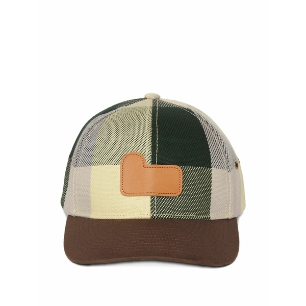 羊毛 一財産 メンズ 鳥打ち帽 付属物 Buffalo check cotton baseball cap Green