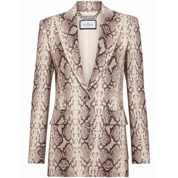 フィリップ飾り気の無い レディース 上衣＆上衣 アウター Python-print satin blazer Neutrals