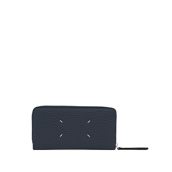 マルタンマルジェラ メンズ 札入れ 佩び物 Four stitches embossed zip-around wallet Blue