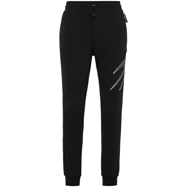 飾り気のない運動競技 メンズ 心地よいズボン下 ボトムス Graphic-print track pants Black