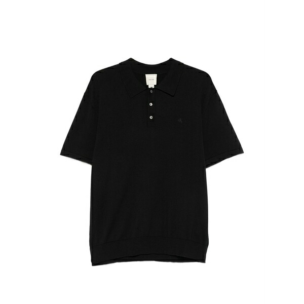 カルバンクライン メンズ スポーツシャツ トップス Short-sleeve logo-embroidered polo shirt Black