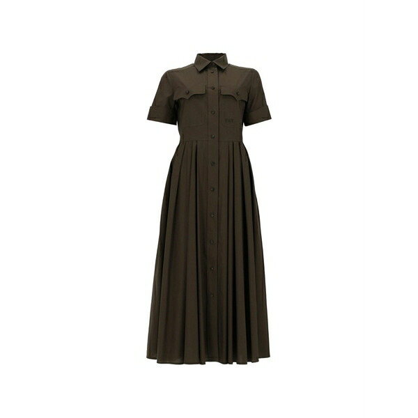 フェイ レディース ワンピース トップス Pleated-design short-sleeve dress Green｜asty