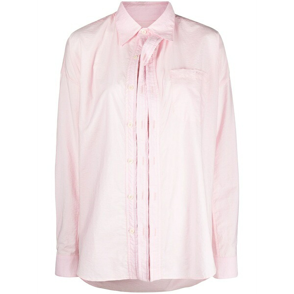 ワイ事業計画 メンズ プルオーバー トップス Asymmetric cotton-blend shirt Pink