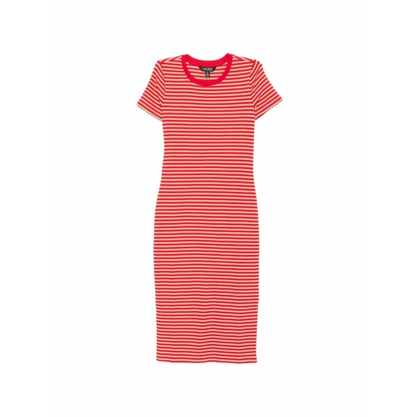 ラルフローレン レディース ワンピース トップス Seferah striped ribbed-knit dress Red｜asty