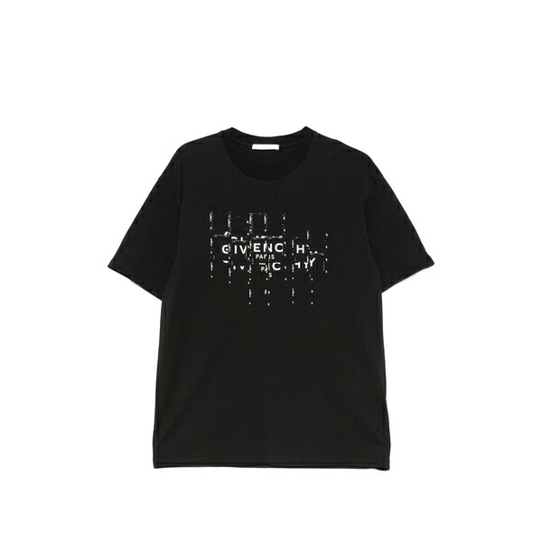 ジバンシー メンズ Tシャツ トップス Logo-print regular-fit t-shirt Black｜asty