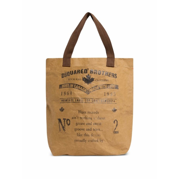 ディースクエアード メンズ トートバッグ 御徒面子 Text-print shopping bag Neutrals