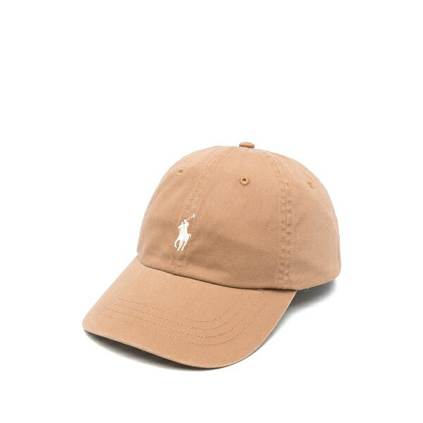 ラルフローレン メンズ かぶり笠 佩び物 Logo-embroidered baseball cap  Brown