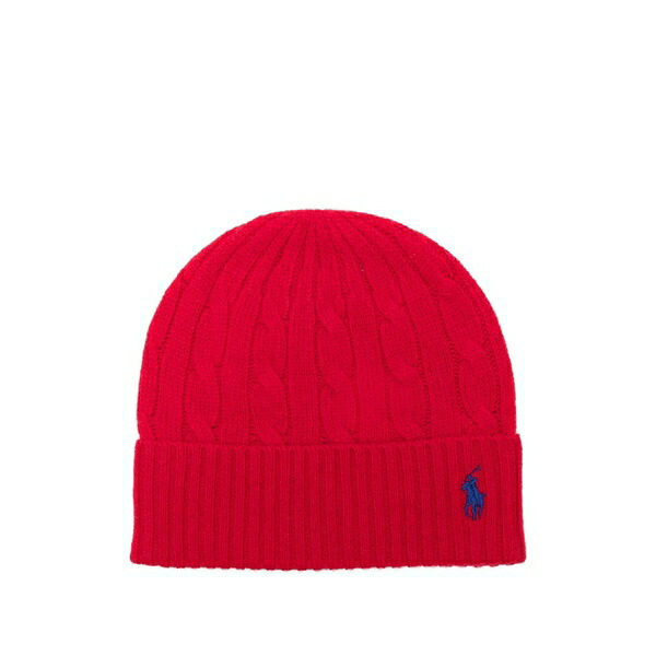 ラルフローレン レディース かぶり笠 佩び物 Cable-knit beanie hat Red