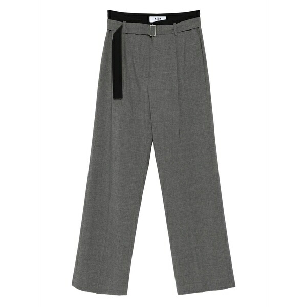 エムエスジイエム レディース 心地よいズボン下 ボトムス Belted pleated trousers Grey