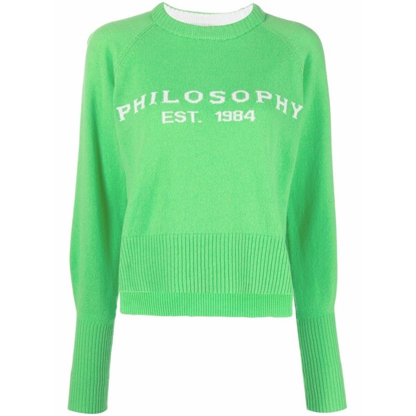フィロソフィーデロレンゾセラフィーニ レディース ニット&セーター アウター Logo-intarsia crew-neck jumper Green｜asty