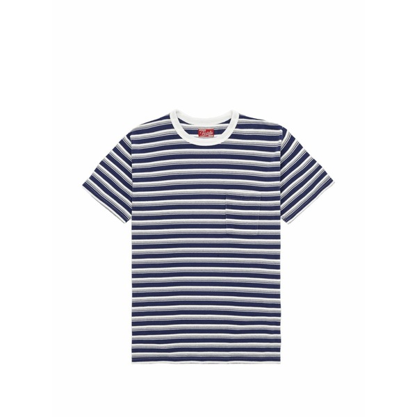 フォルテラ メンズ Tシャツ トップス Yakut striped patch-pocket t-shirt Blue|asty