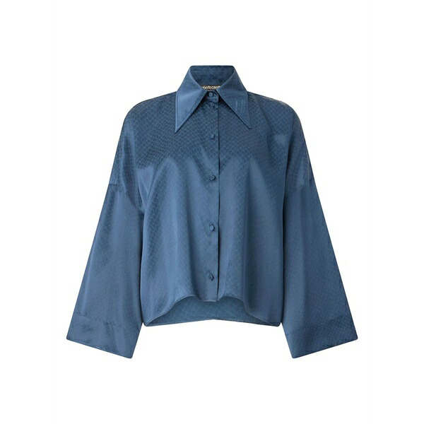 ロベルトカヴァリ レディース プルオーバー トップス Snakeskin-print shirt Blue