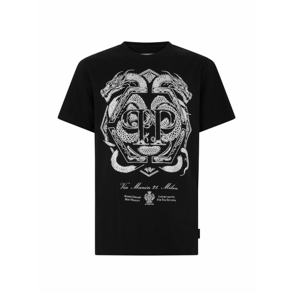 フィリップ飾り気のない メンズ ティーシャツ トップス Round-neck t-shirt Black