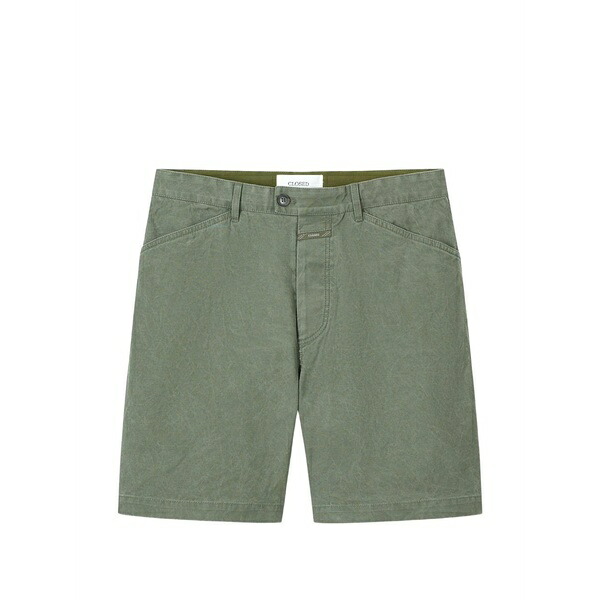 クローズド メンズ 心地好いズボン下 ボトムス Logo-patch chino shorts Green