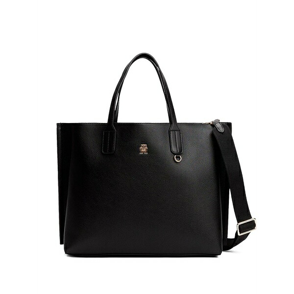 トミー ヒルフィガー レディース トートバッグ バッグ Logo-plaque tote bag Black|asty