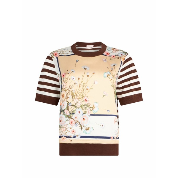 リュージョー レディース ティーシャツ トップス Striped floral top Neutrals
