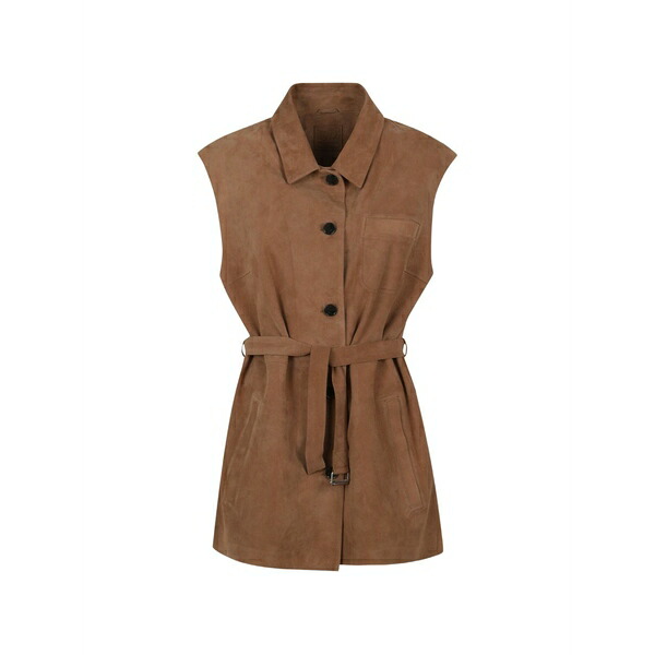 デサ1972 レディース 上衣＆上衣 アウター Button belted jacket Brown