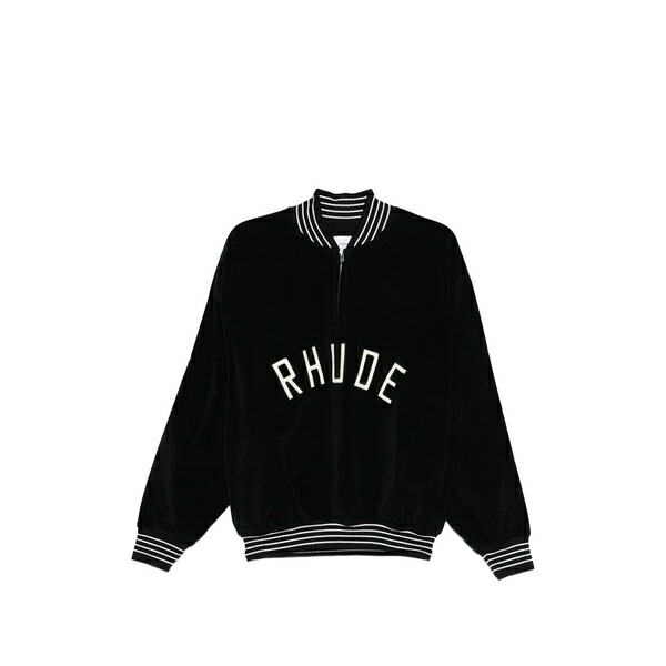 ルード メンズ パーカー・スウェットシャツ アウター Velour quarter-zip sweatshirt Black